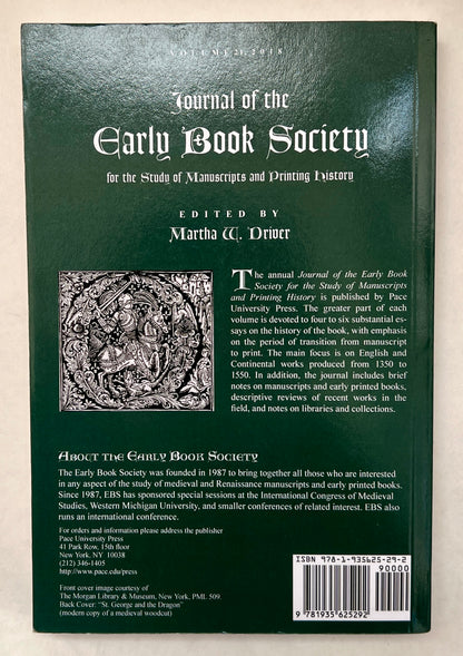 Journal of the Early Book Society for the Study of Manuscripts and Printing History
