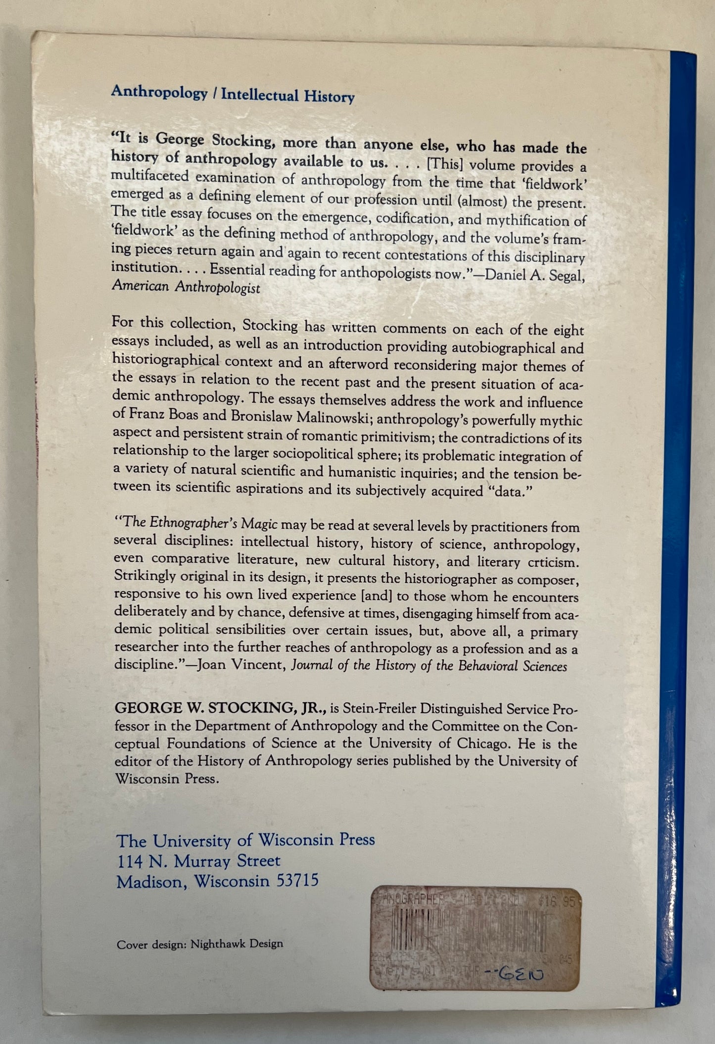 The Ethnographer's Magic and Other Essays in the History of Anthropology