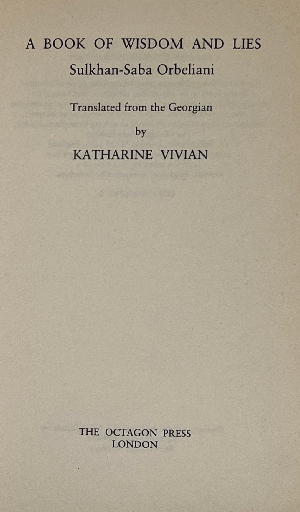 A Book of Wisdom and Lies