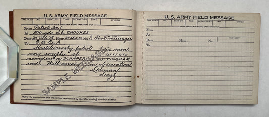 Field Message Book, U.S. Army