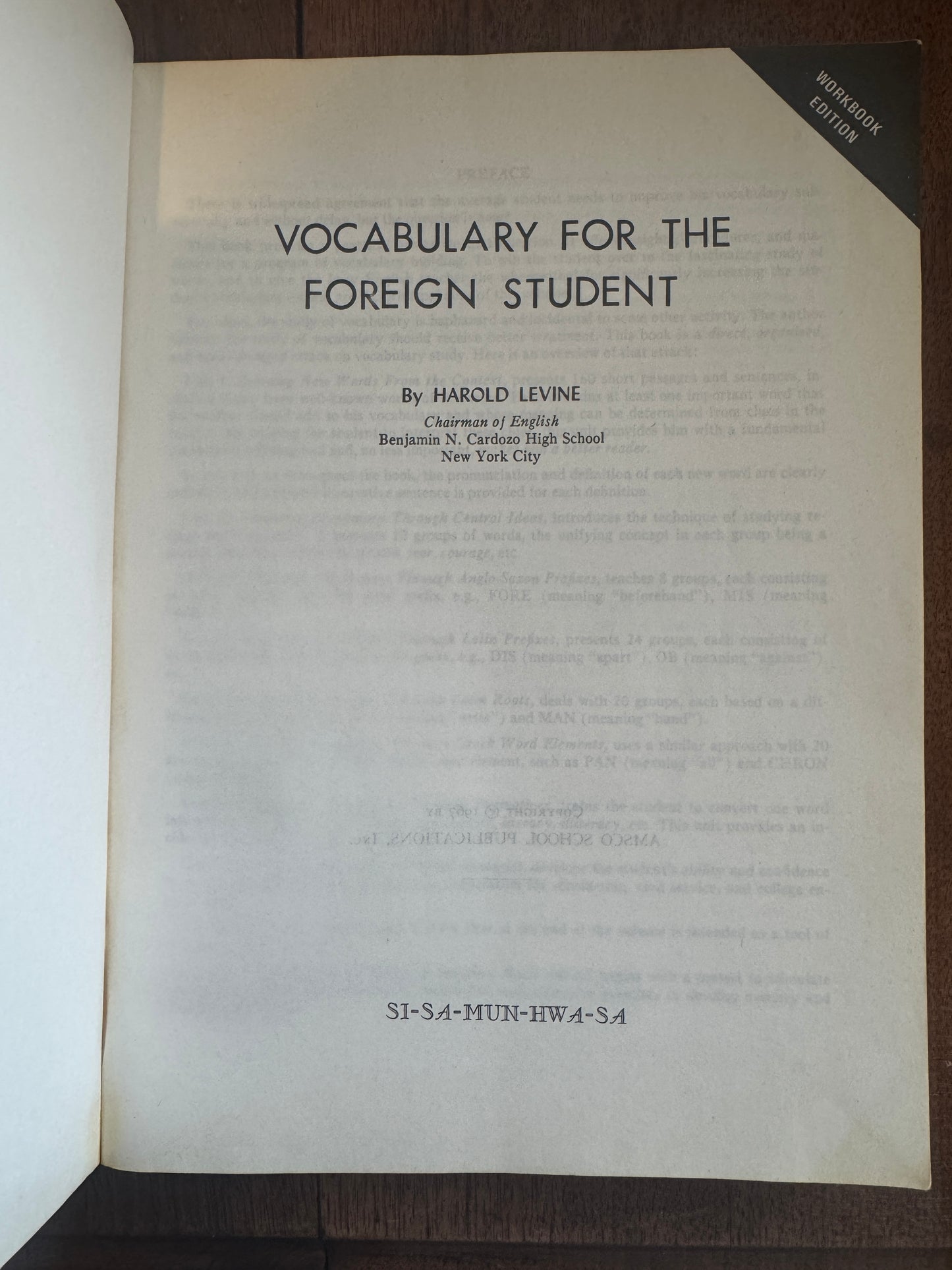 Vocabulary for the Foreign Student