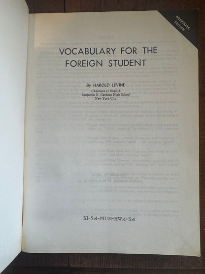Vocabulary for the Foreign Student
