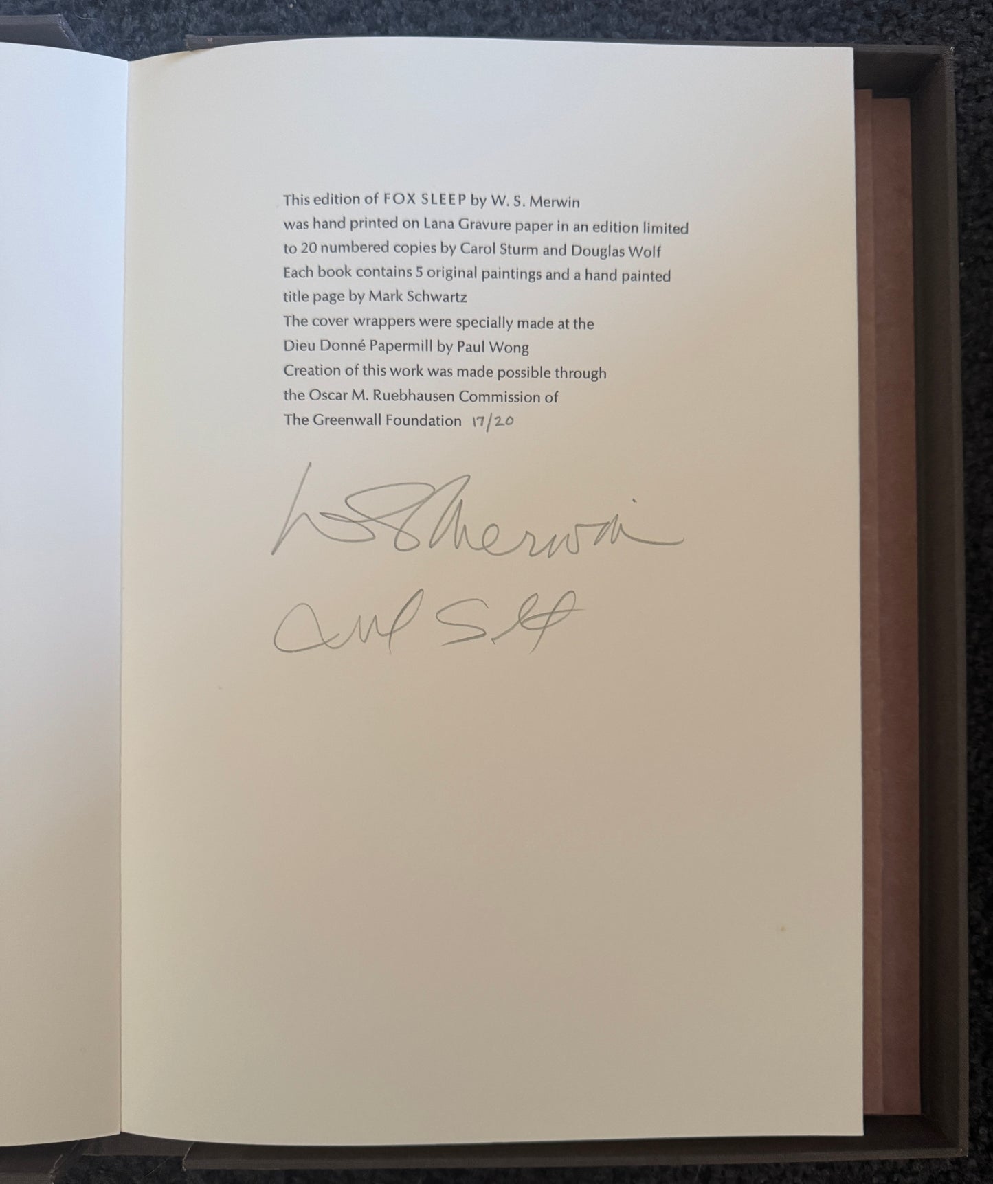 Fox Sleep [Inscribed & Signed]