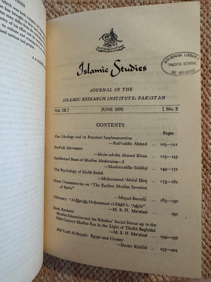 Islamic Studies  Vol IX, 1970, Nos. 1-4