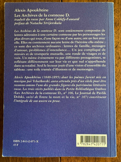 Les Archives de la Comtesse D.; Roman Épistolaire
