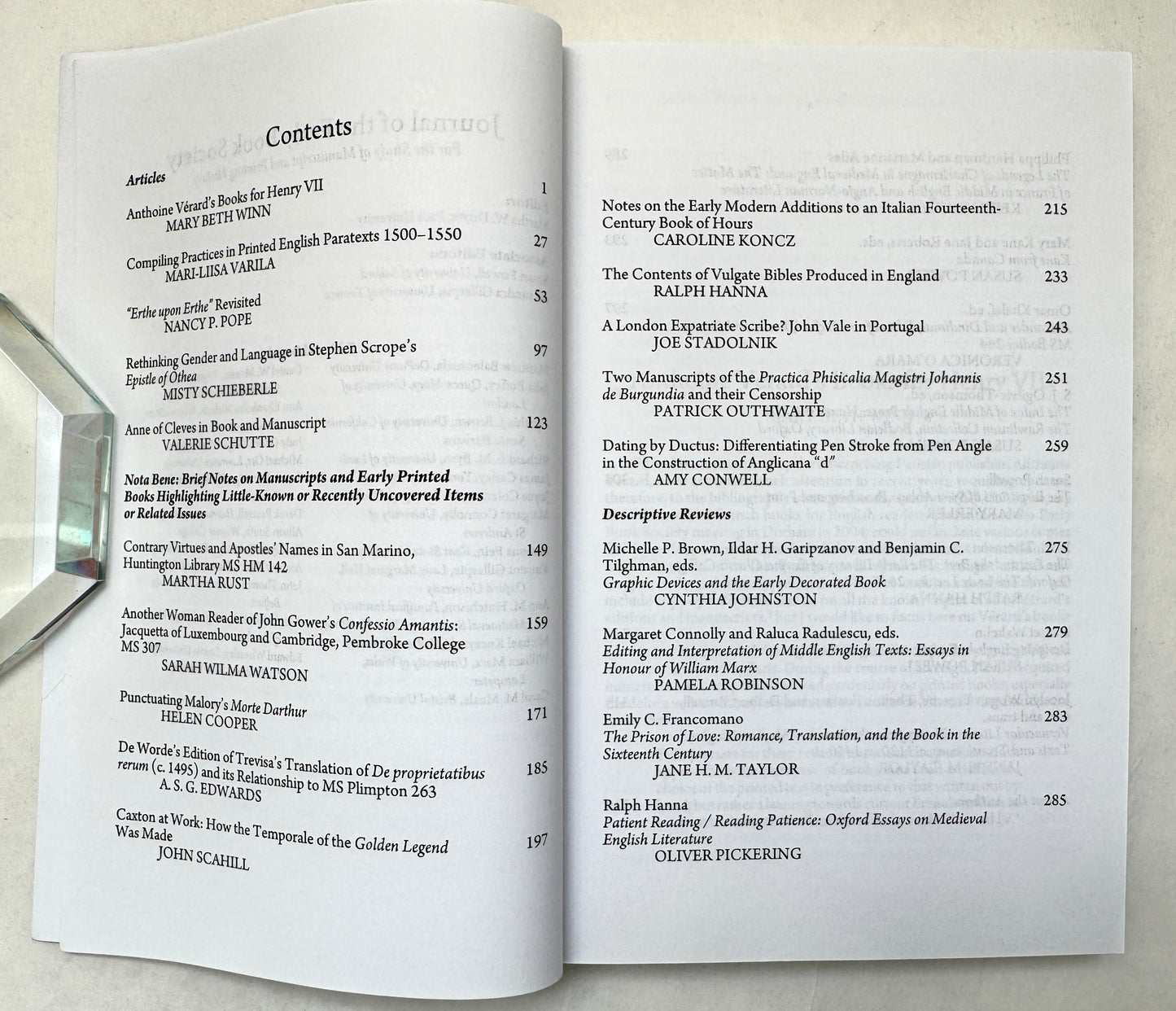 Journal of the Early Book Society for the Study of Manuscripts and Printing History