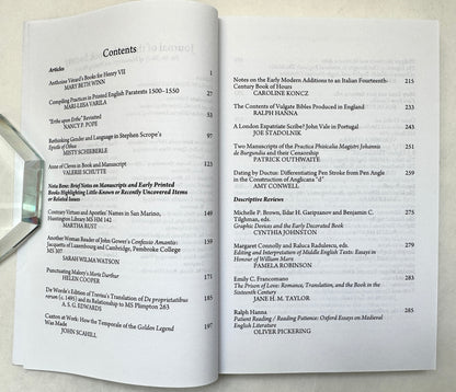 Journal of the Early Book Society for the Study of Manuscripts and Printing History