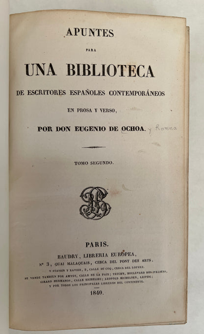 Apuntes Para Una Biblioteca De Escritores Expañoles Contemporáneos En Prosa Y Verso